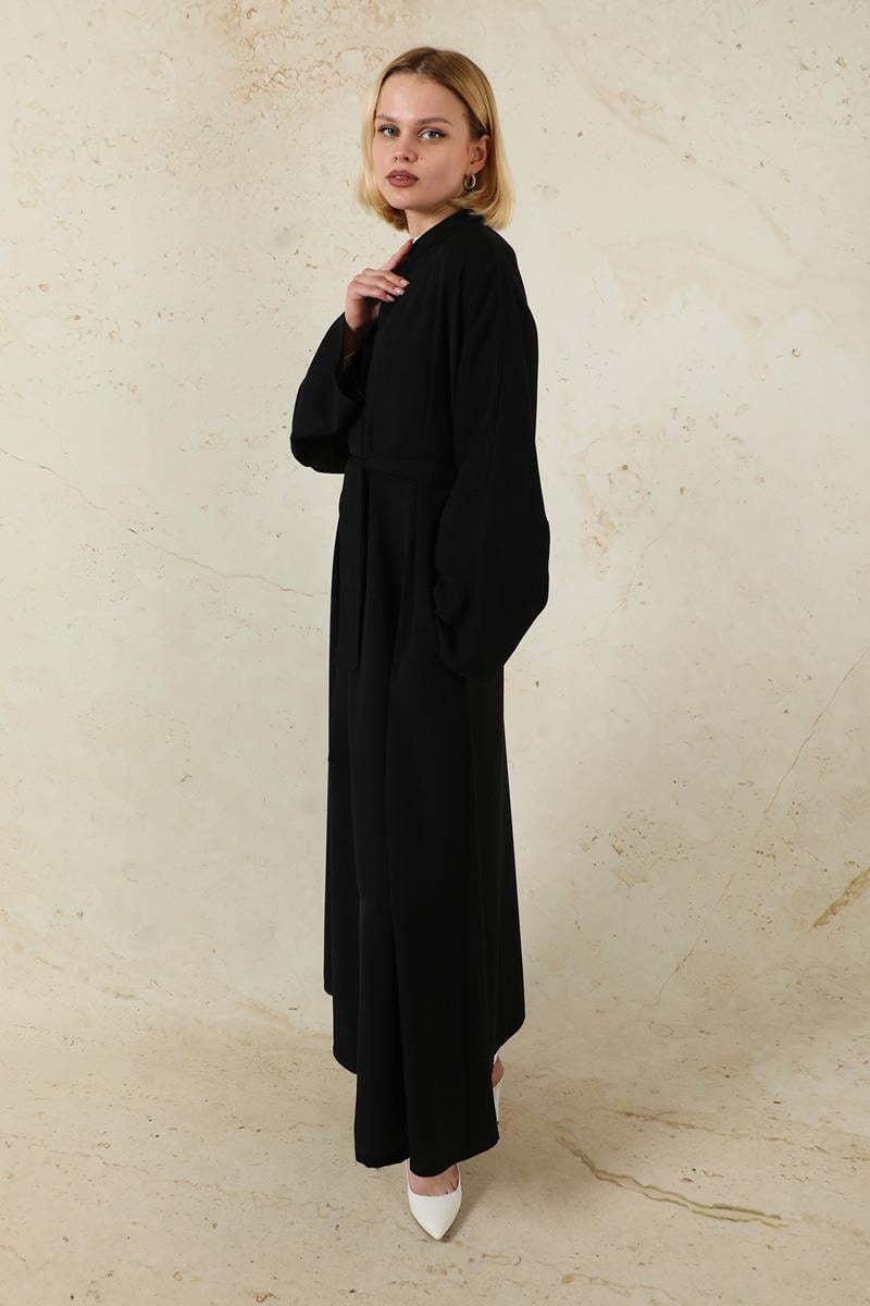 Pantolonlu Abaya Takım Siyah