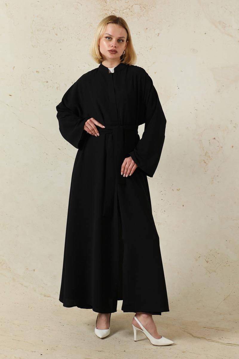 Pantolonlu Abaya Takım Siyah