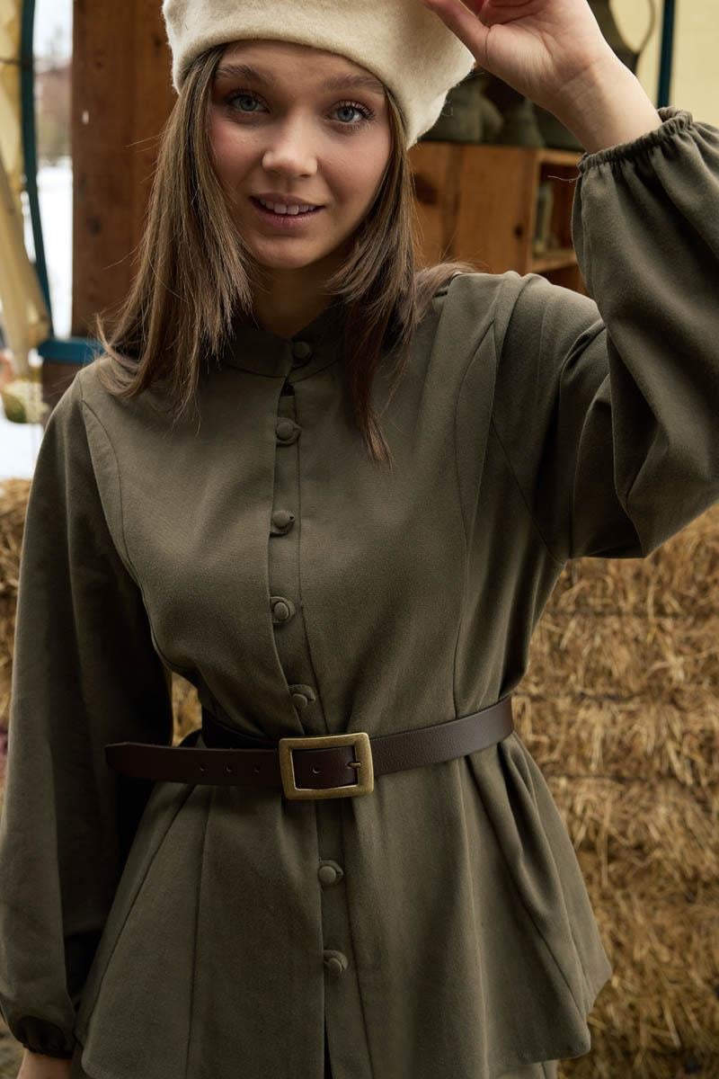 Parça Dikişli Gömlek Haki