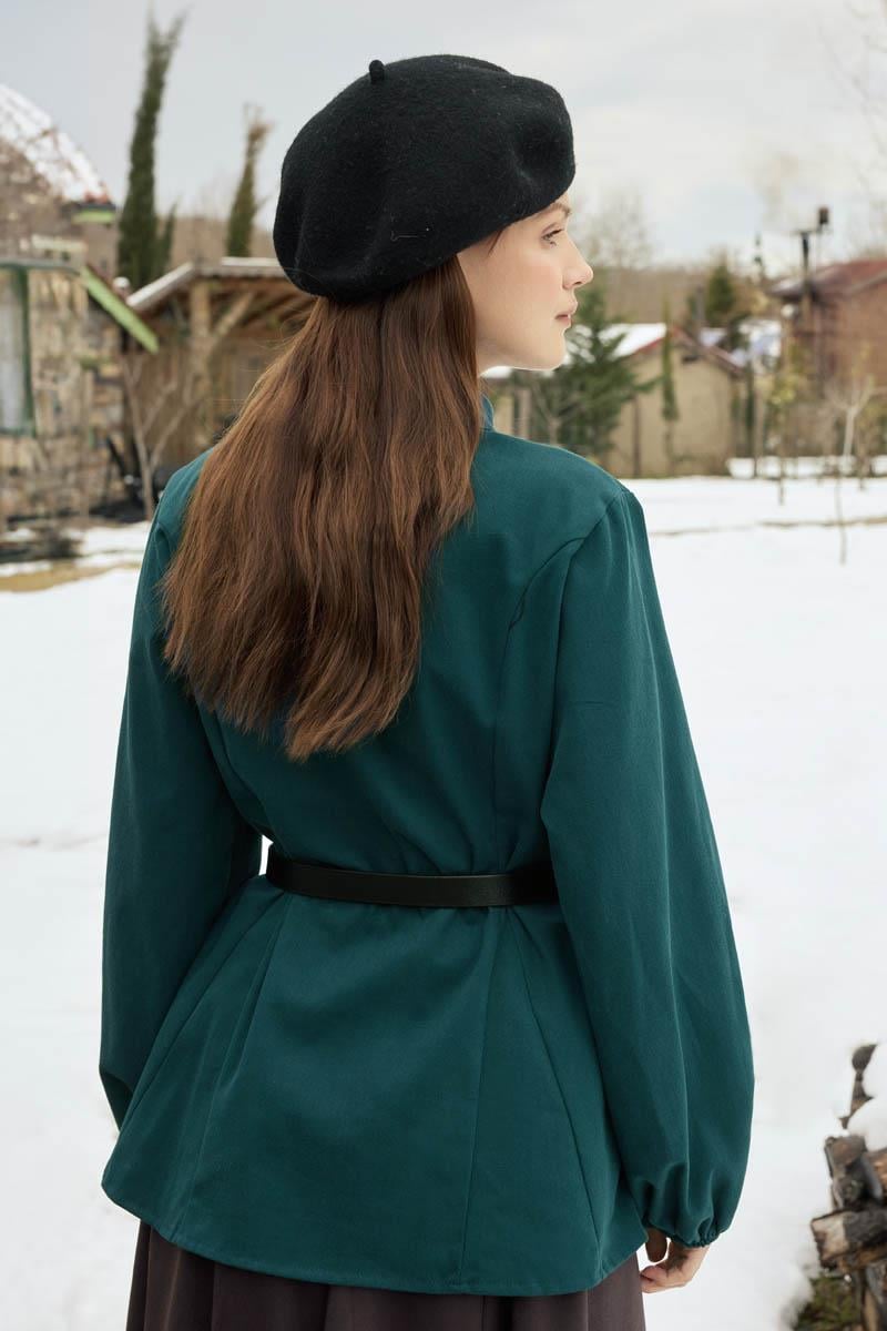 Parça Dikişli Gömlek Petrol