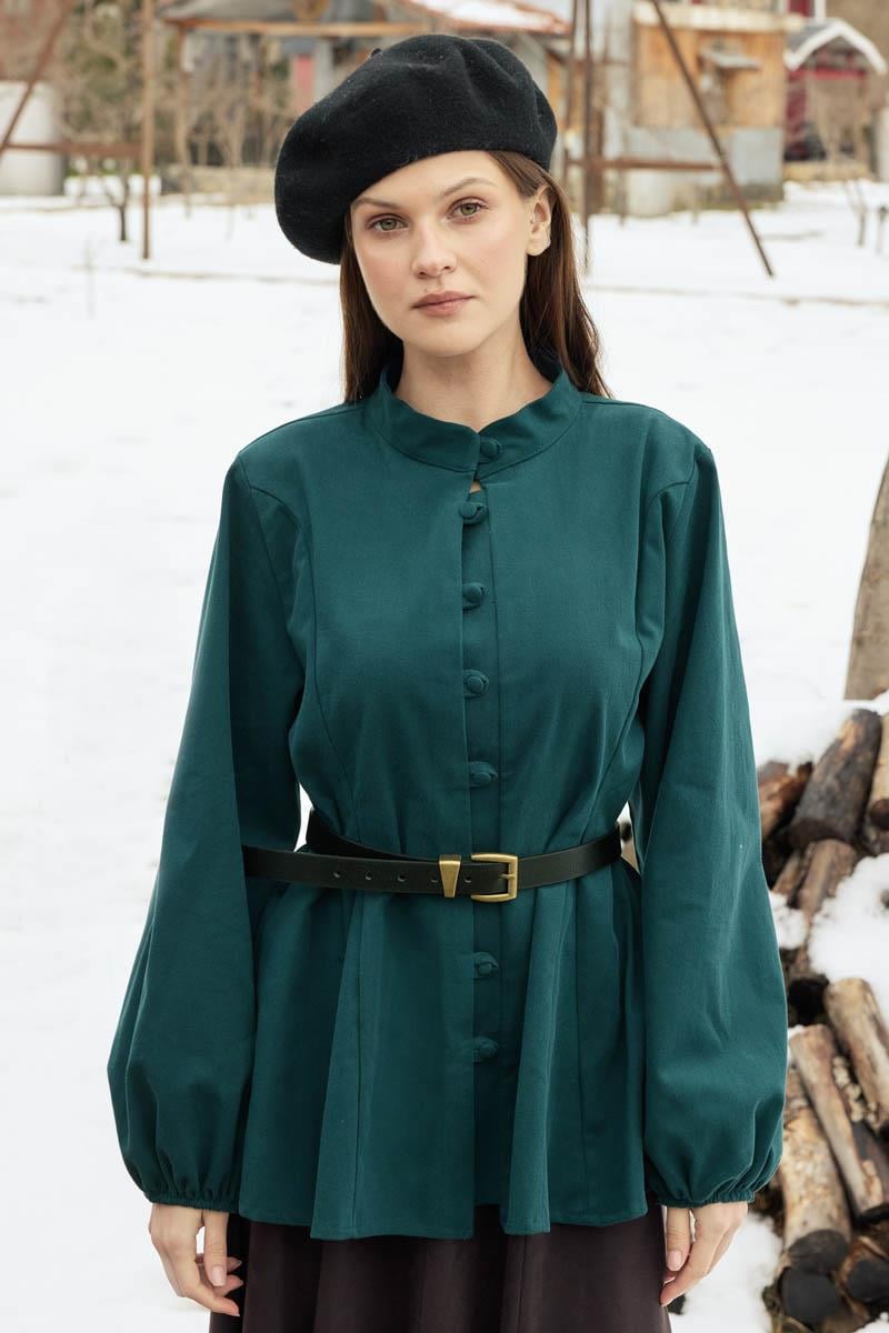 Parça Dikişli Gömlek Petrol