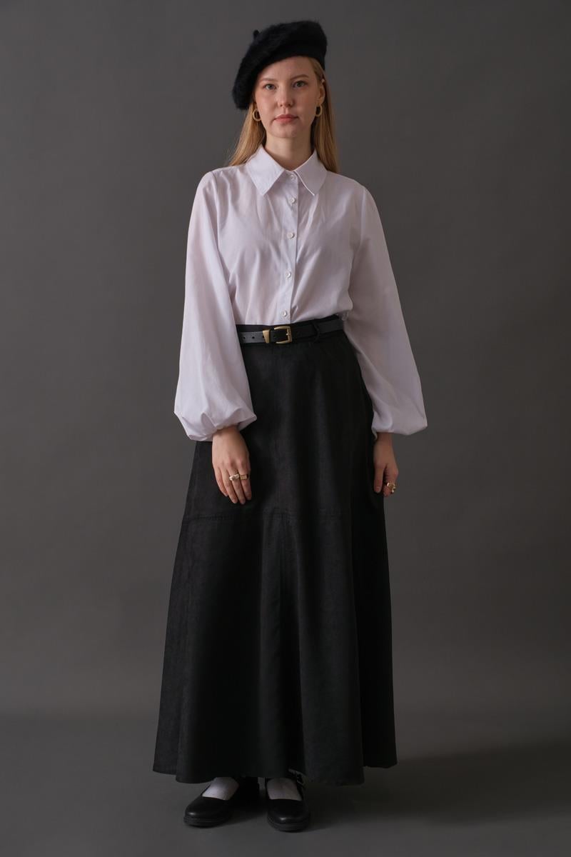 Parçalı Süet Etek Siyah