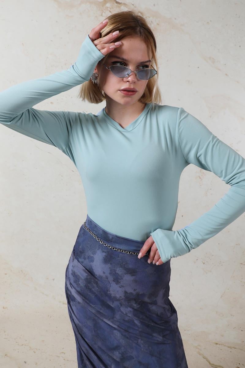 Parmaklı Düz Body Bebe Mavisi