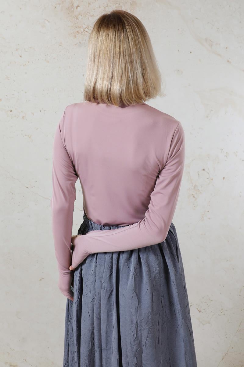 Parmaklı Düz Body Pudra Pembesi