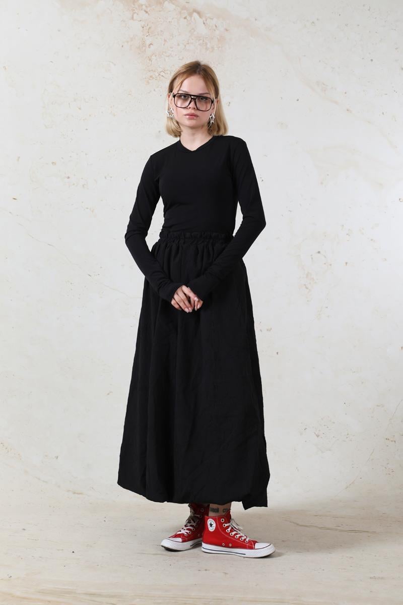 Parmaklı Düz Body Siyah