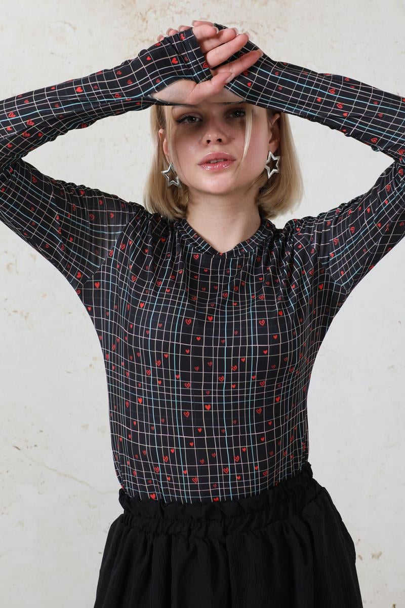 Parmaklı Kalp Body Siyah