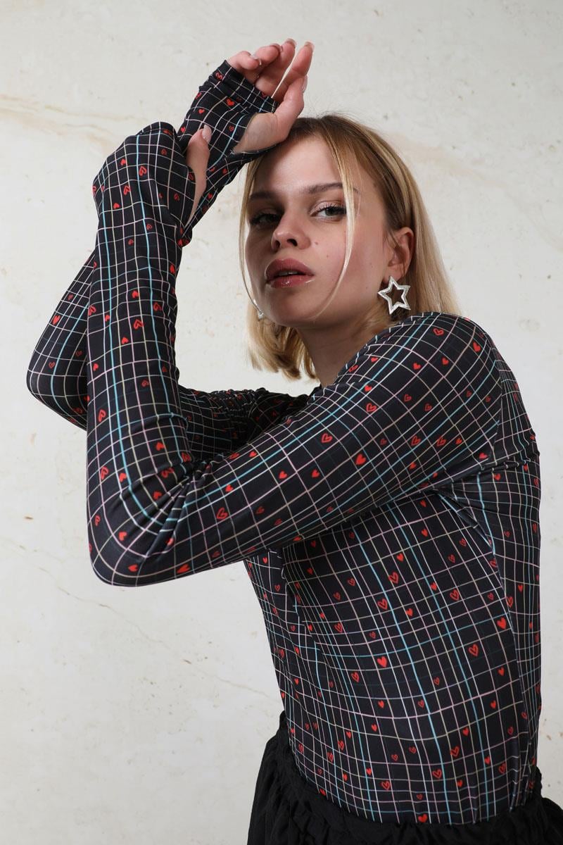 Parmaklı Kalp Body Siyah