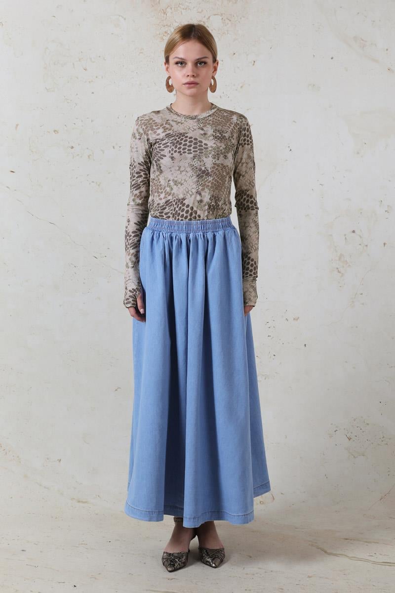 Parmaklı Yılan Desen Body Haki