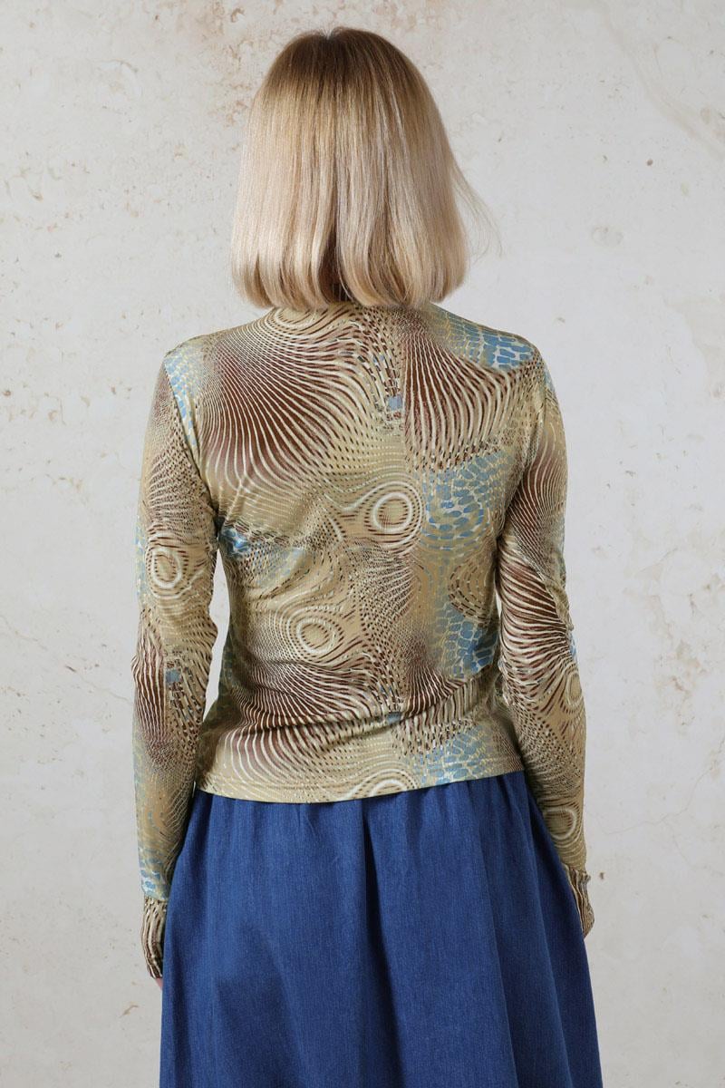 Parmaklı Yılan Desen Body Mavi