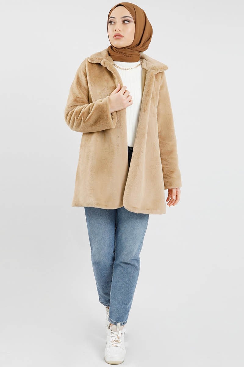 Peluş Ceket Camel