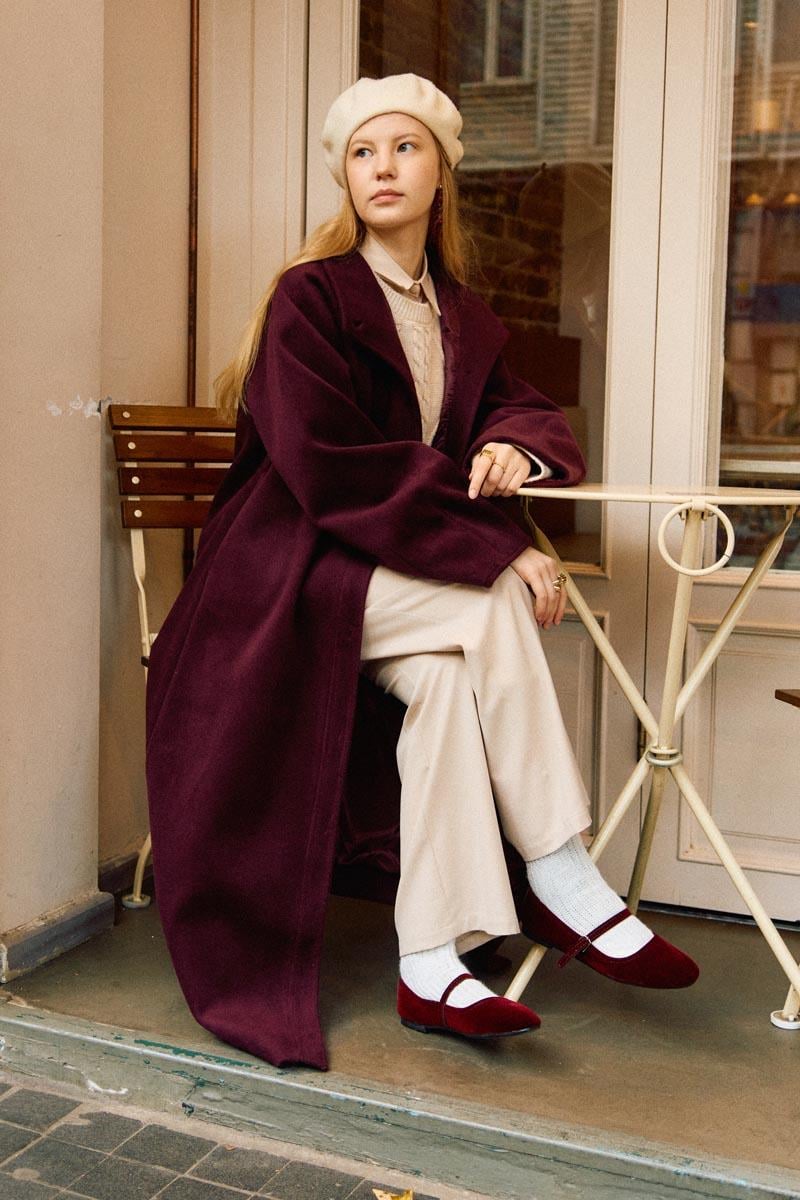 Pens Detaylı Kaban Bordo