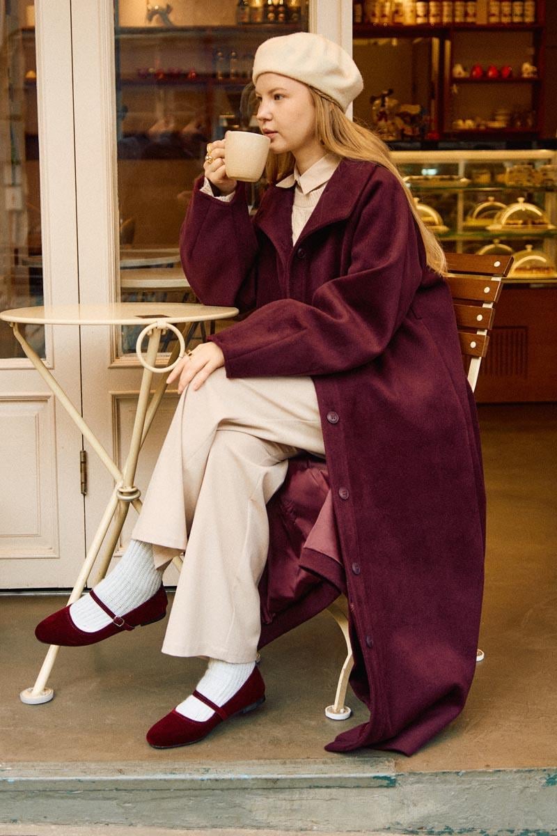 Pens Detaylı Kaban Bordo