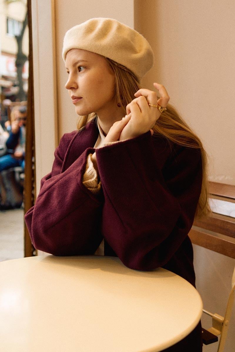 Pens Detaylı Kaban Bordo