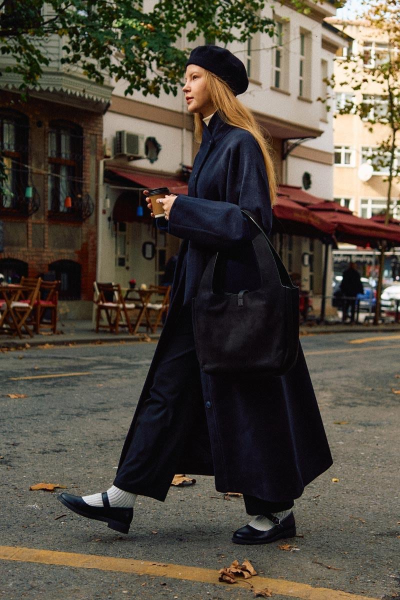 Pens Detaylı Kaban Lacivert