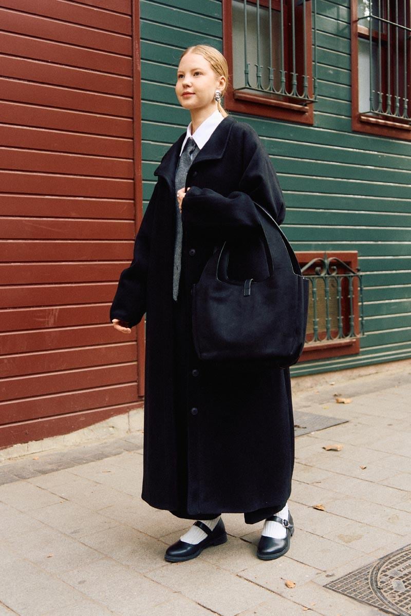 Pens Detaylı Kaban Siyah