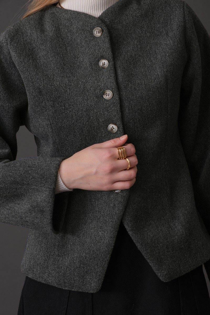 Pens Detaylı Kısa Ceket Antrasit