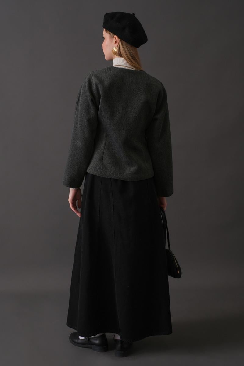 Pens Detaylı Kısa Ceket Antrasit