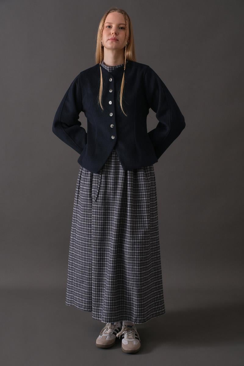 Pens Detaylı Kısa Ceket Lacivert