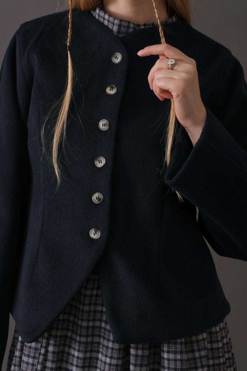 Pens Detaylı Kısa Ceket Lacivert