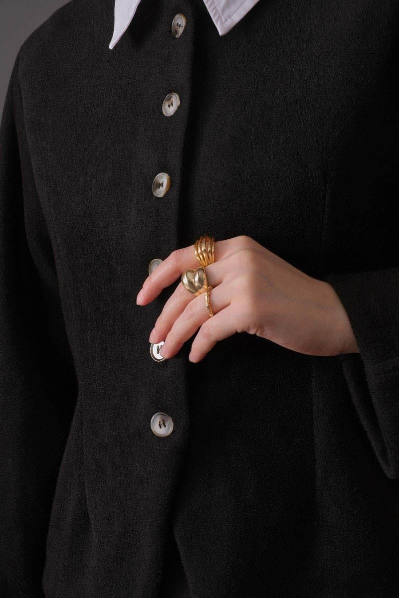 Pens Detaylı Kısa Ceket Siyah