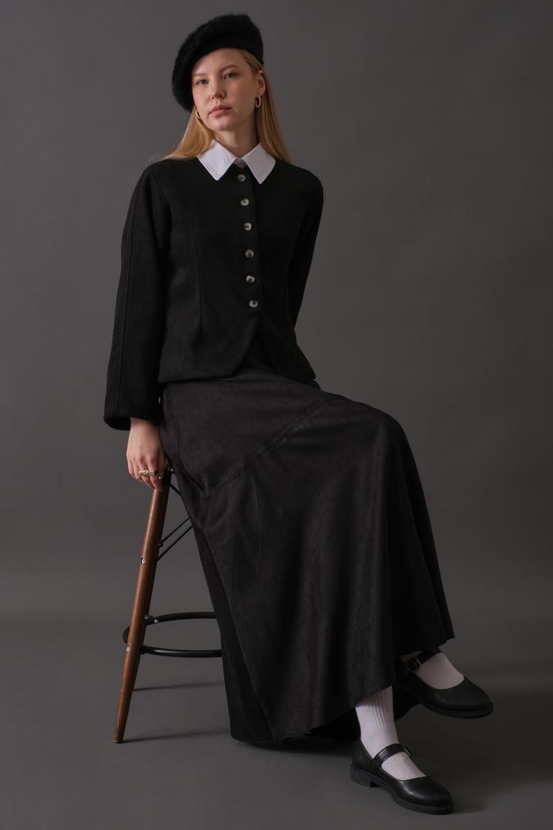 Pens Detaylı Kısa Ceket Siyah