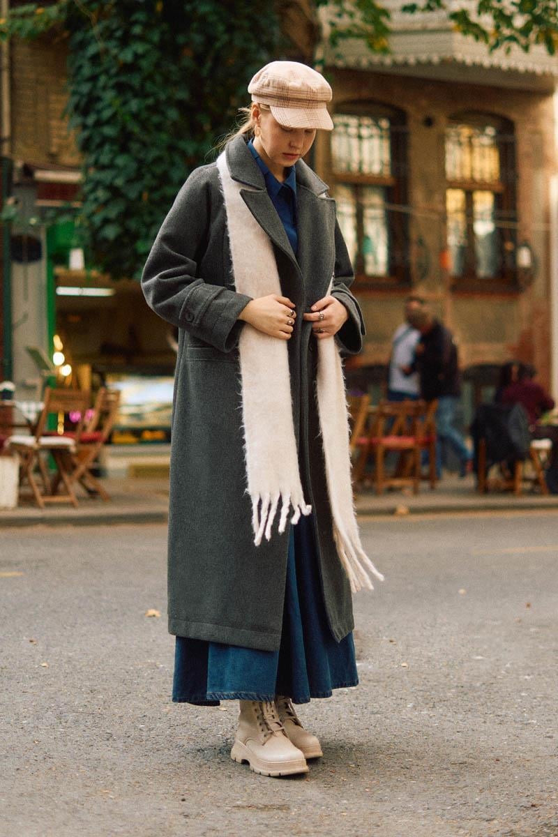 Pens Detaylı Kruvaze Kaban Antrasit