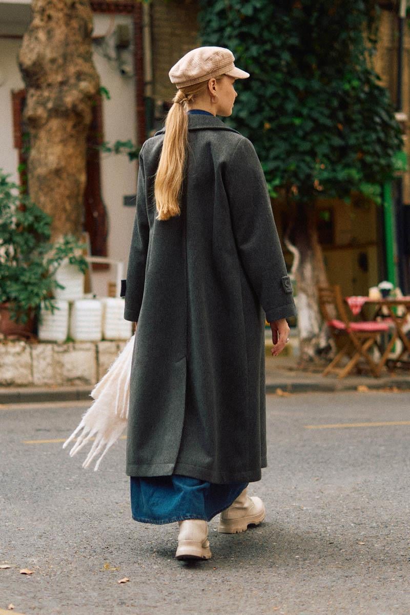 Pens Detaylı Kruvaze Kaban Antrasit