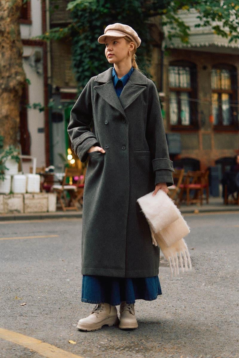 Pens Detaylı Kruvaze Kaban Antrasit