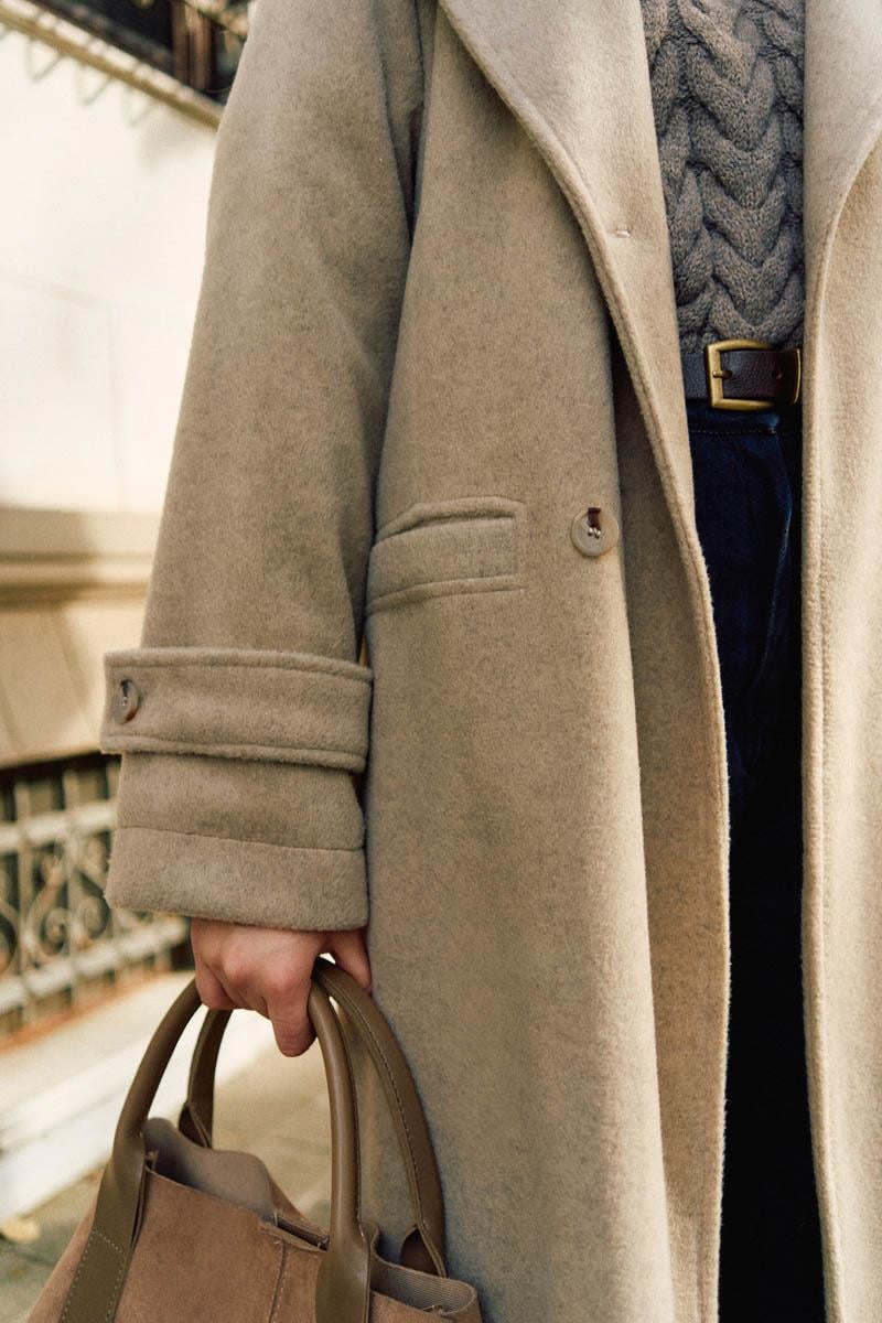 Pens Detaylı Kruvaze Kaban Taş