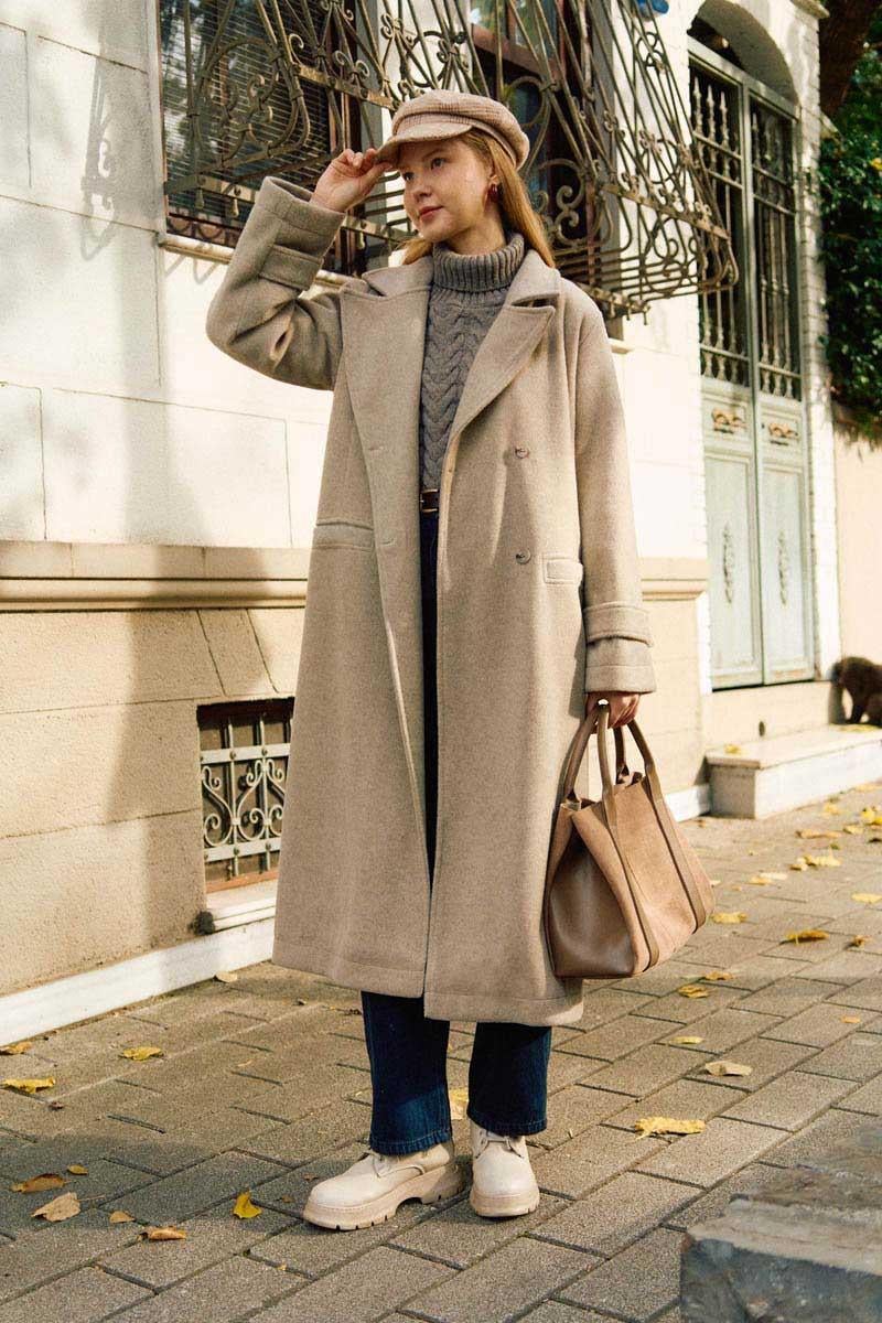 Pens Detaylı Kruvaze Kaban Taş