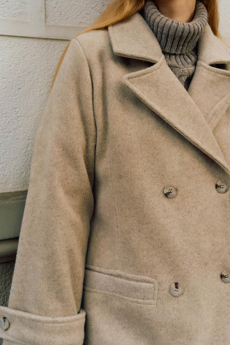 Pens Detaylı Kruvaze Kaban Taş