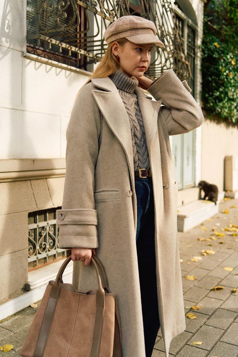 Pens Detaylı Kruvaze Kaban Taş