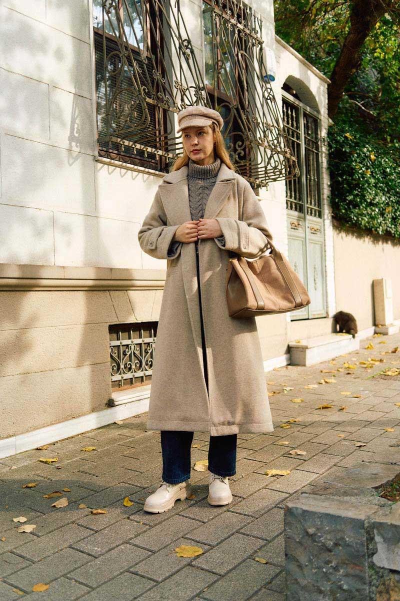 Pens Detaylı Kruvaze Kaban Taş