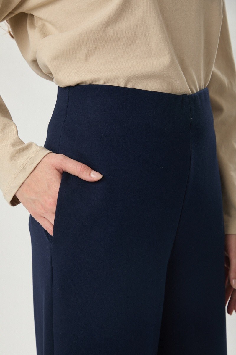 Pensli Geniş Paça Pantolon Lacivert