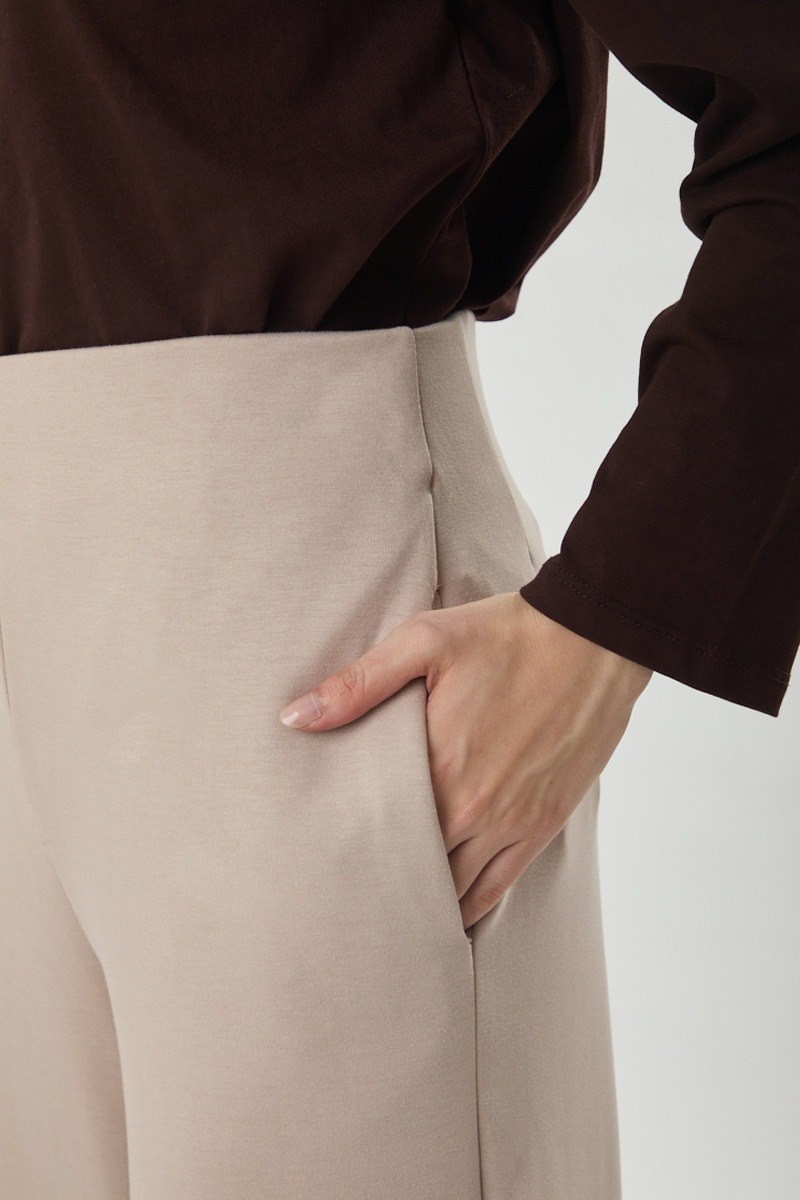 Pensli Geniş Paça Pantolon Taş