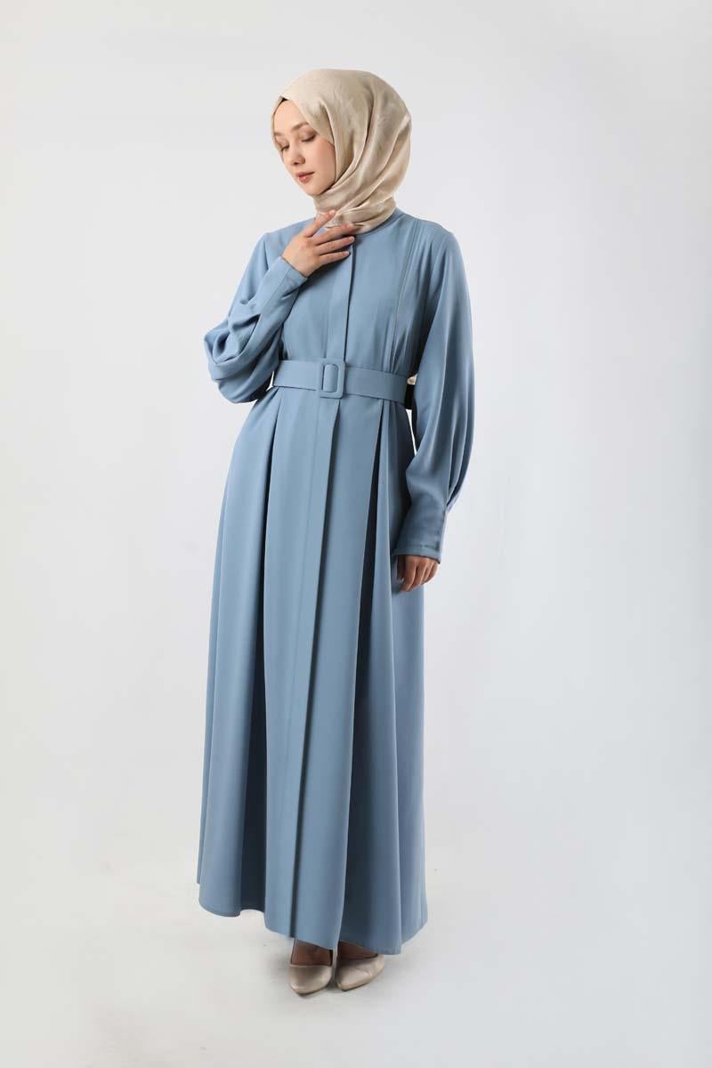 Pile Detaylı Ferace Bebe Mavisi