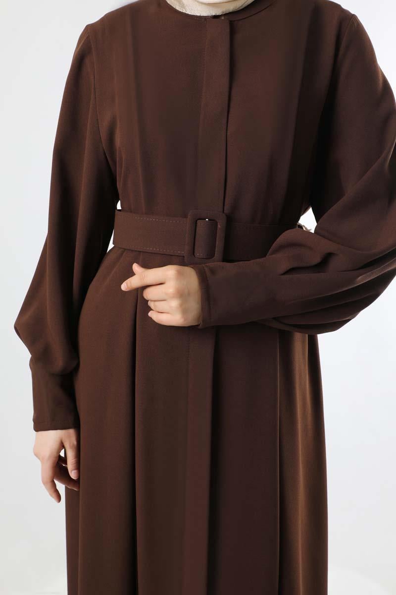 Pile Detaylı Ferace Kahve