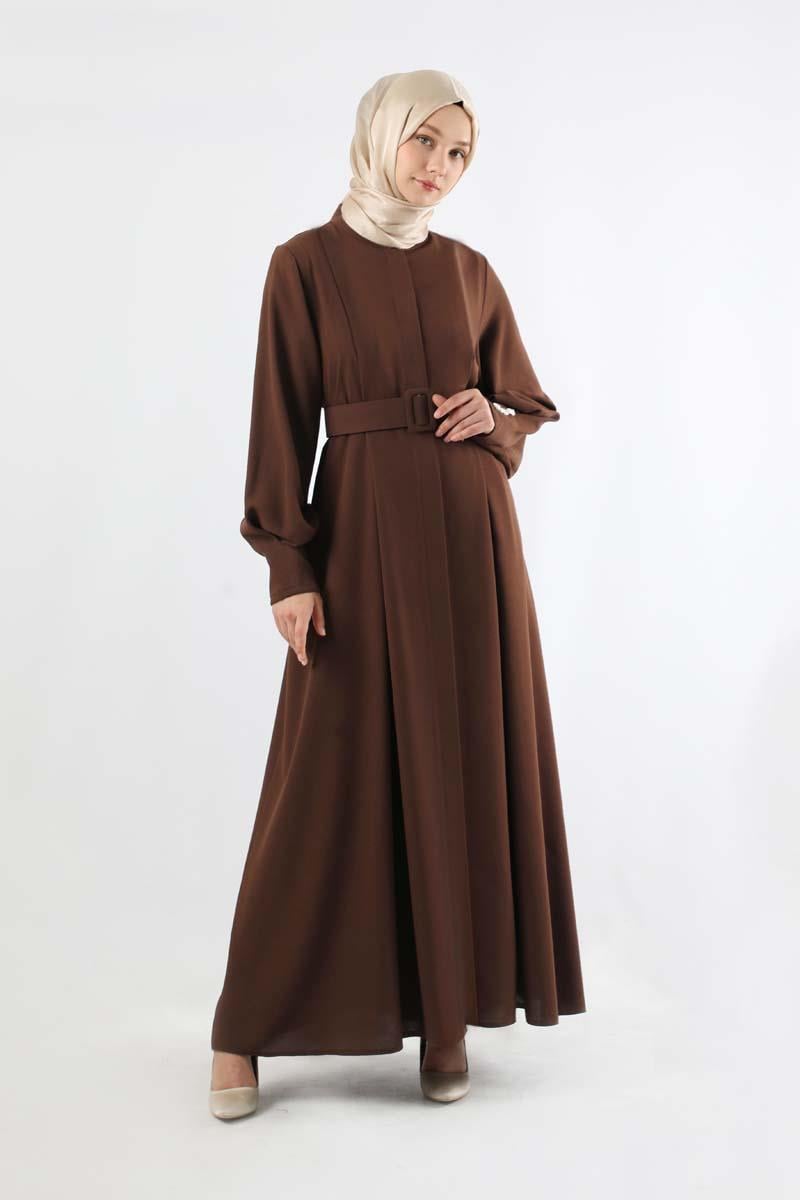 Pile Detaylı Ferace Kahve