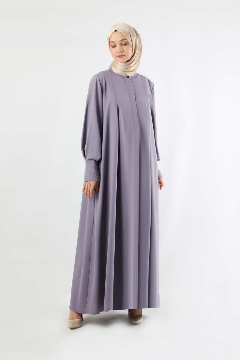 Pile Detaylı Ferace Koyu Lila