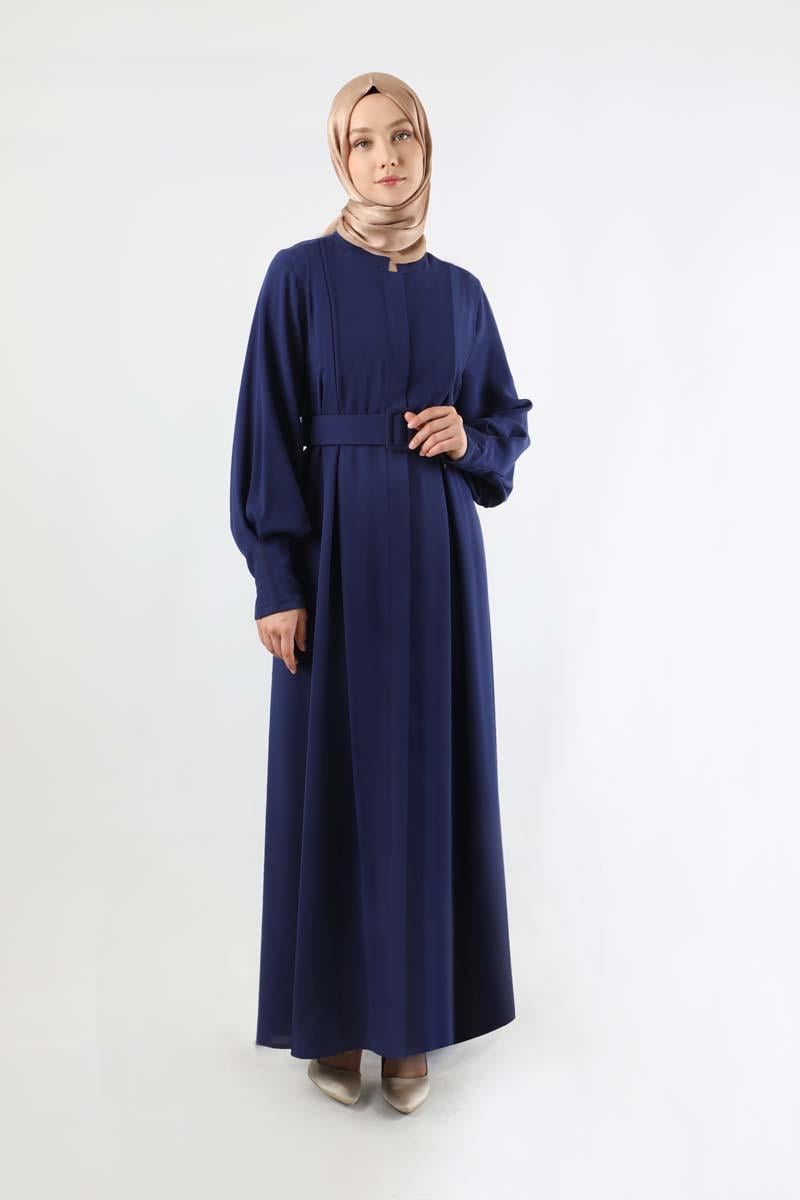 Pile Detaylı Ferace Lacivert