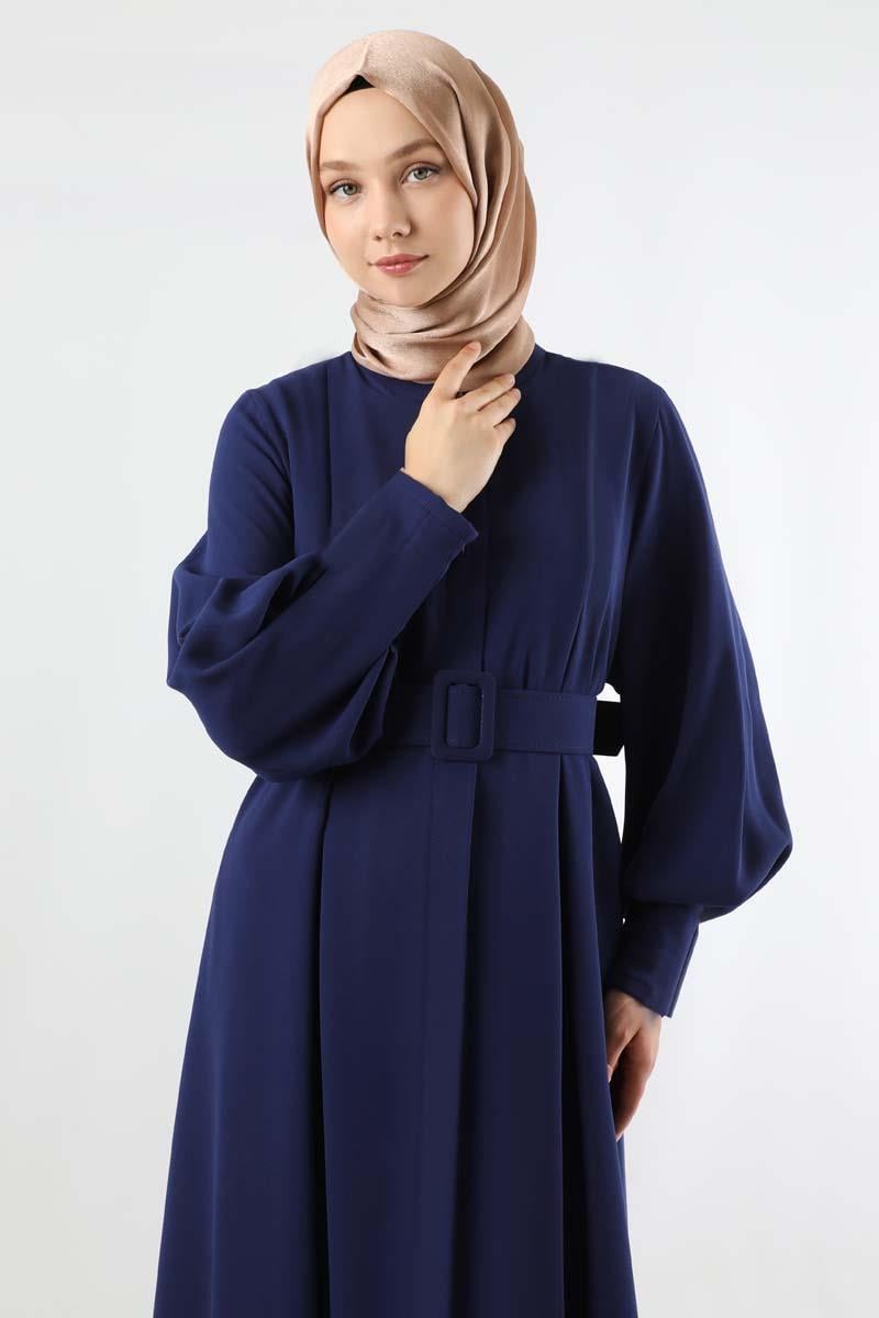 Pile Detaylı Ferace Lacivert