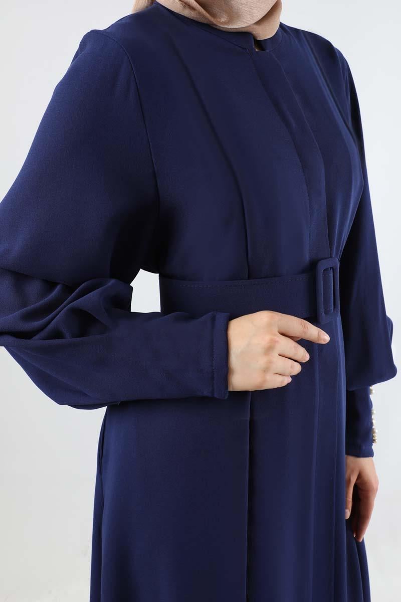 Pile Detaylı Ferace Lacivert