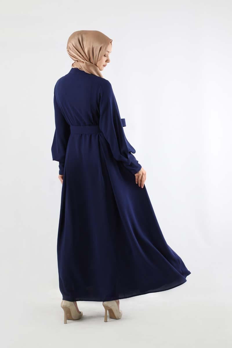 Pile Detaylı Ferace Lacivert