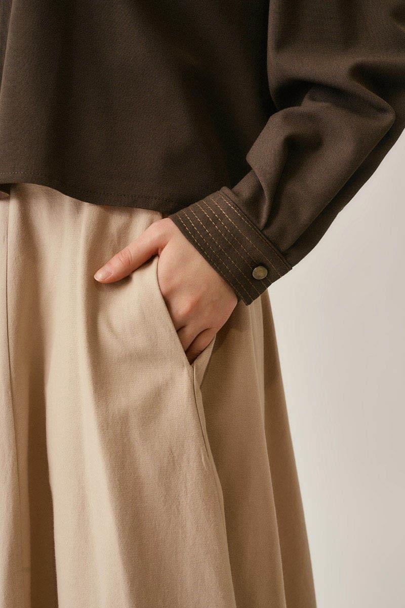 Pile Dikişli Gömlek Kahverengi