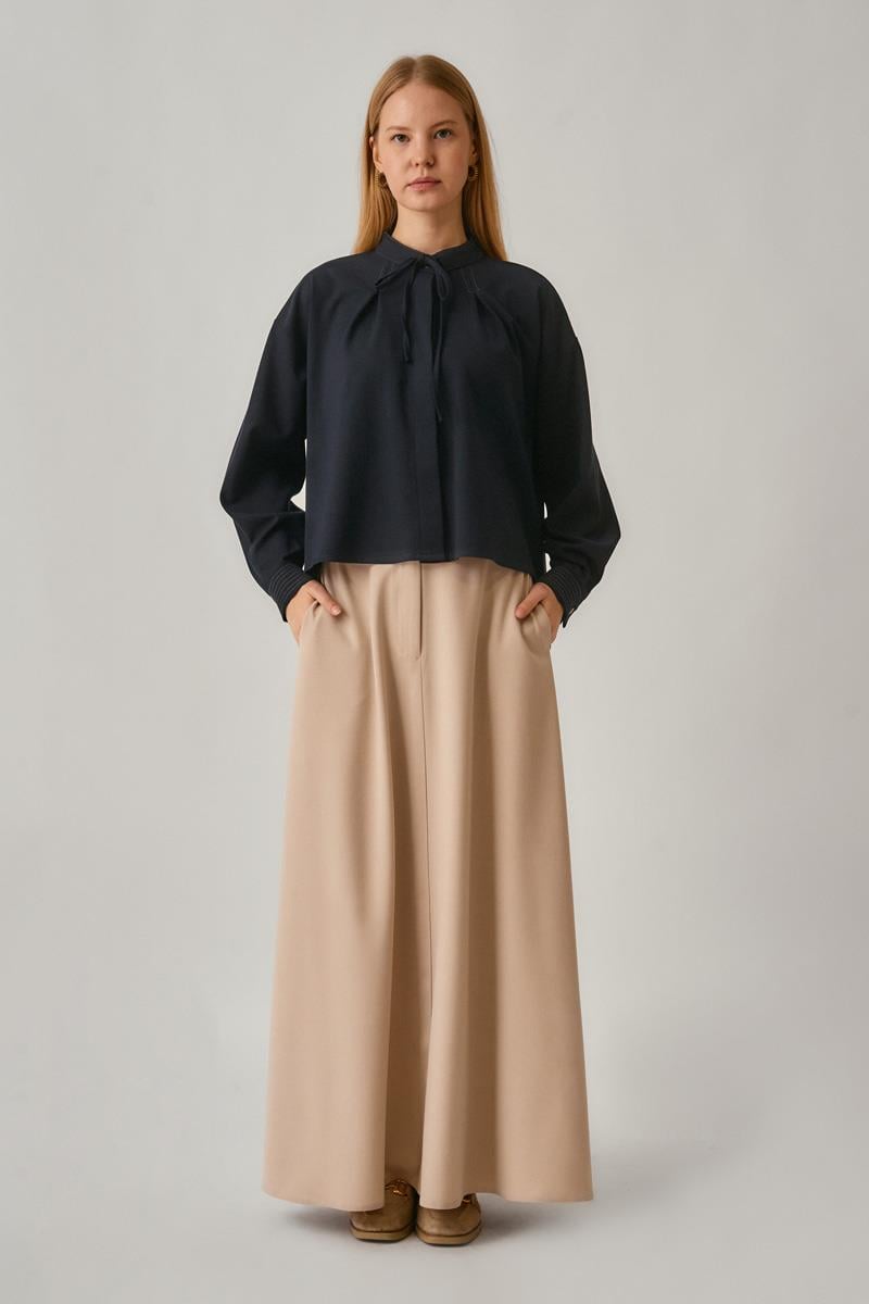 Pile Dikişli Gömlek Lacivert