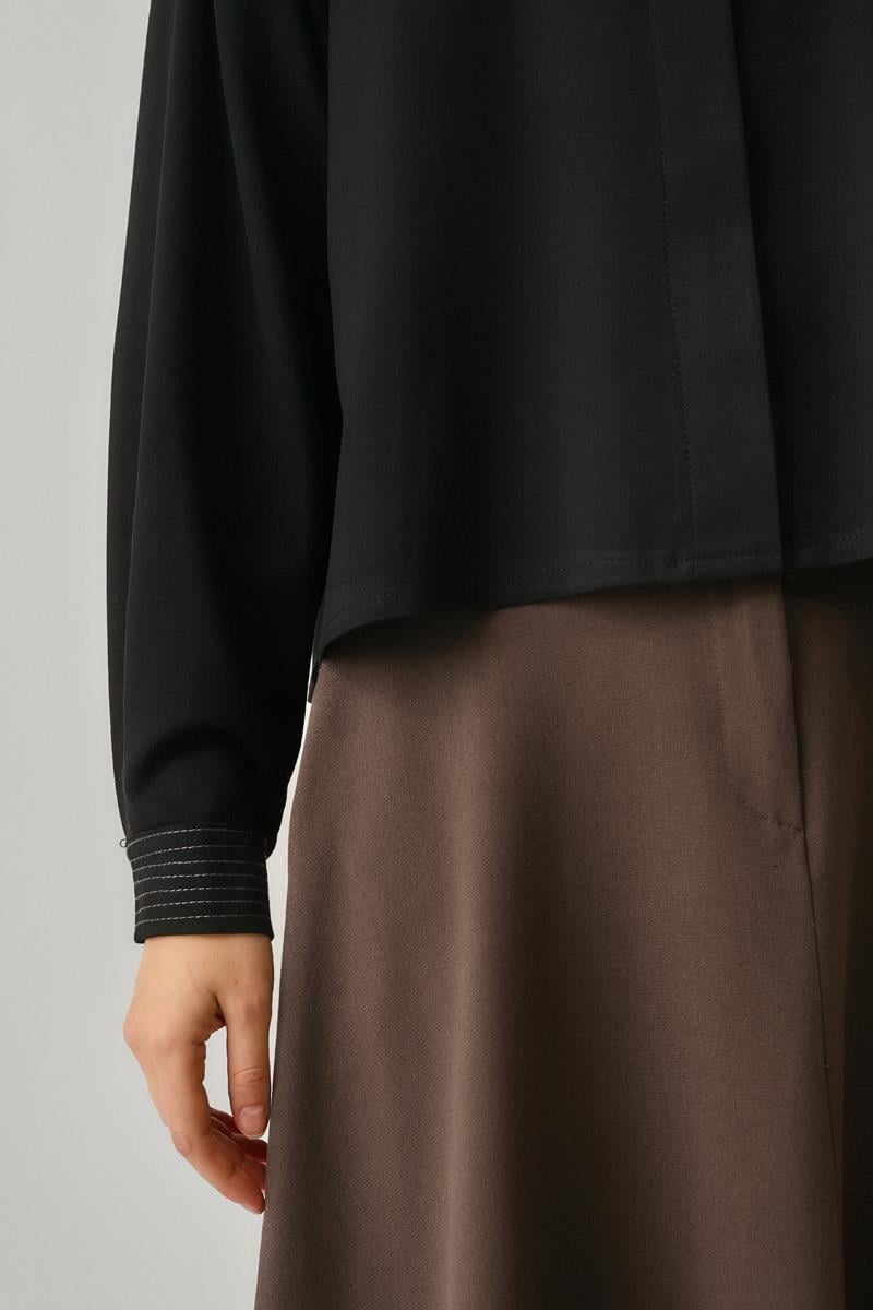 Pile Dikişli Gömlek Siyah