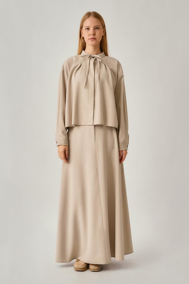 Pile Dikişli Gömlek Taş