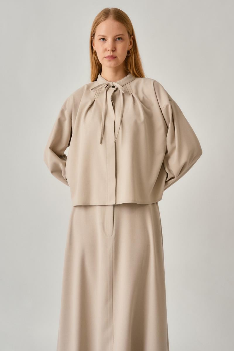 Pile Dikişli Gömlek Taş