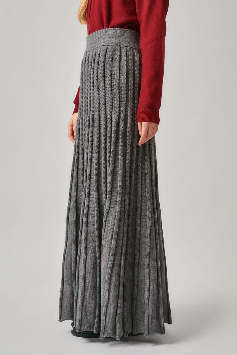 Pileli Triko Etek Antrasit