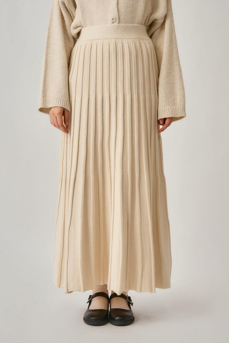 Pileli Triko Etek Ekru